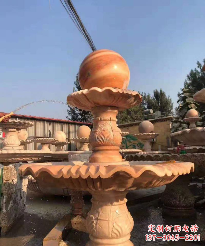 南通晚霞红风水球雕塑别墅庭院景观雕塑