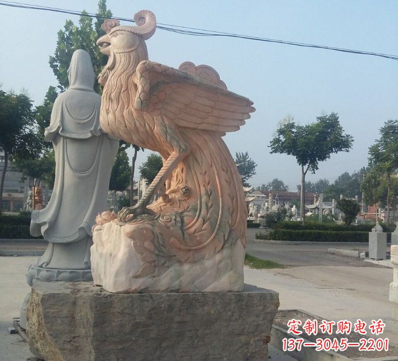 南通晚霞红凤凰石雕
