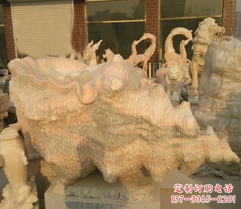 南通晚霞红海螺石雕