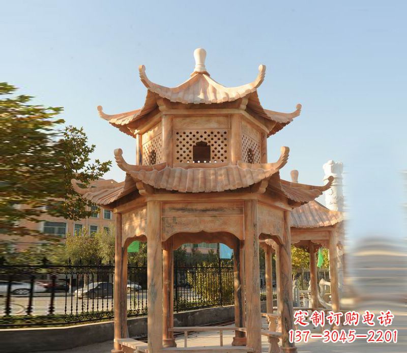 南通晚霞红景区休息凉亭