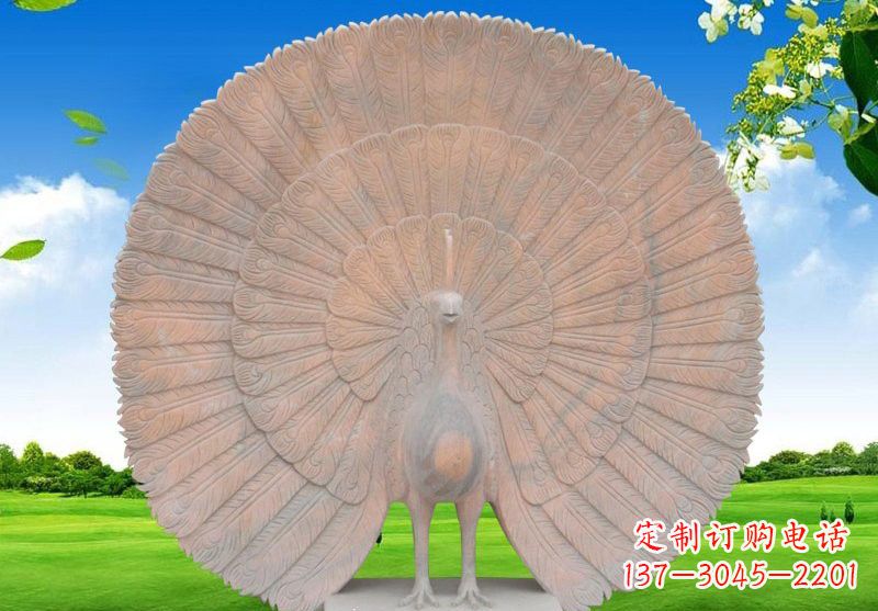 南通晚霞红开屏孔雀雕塑