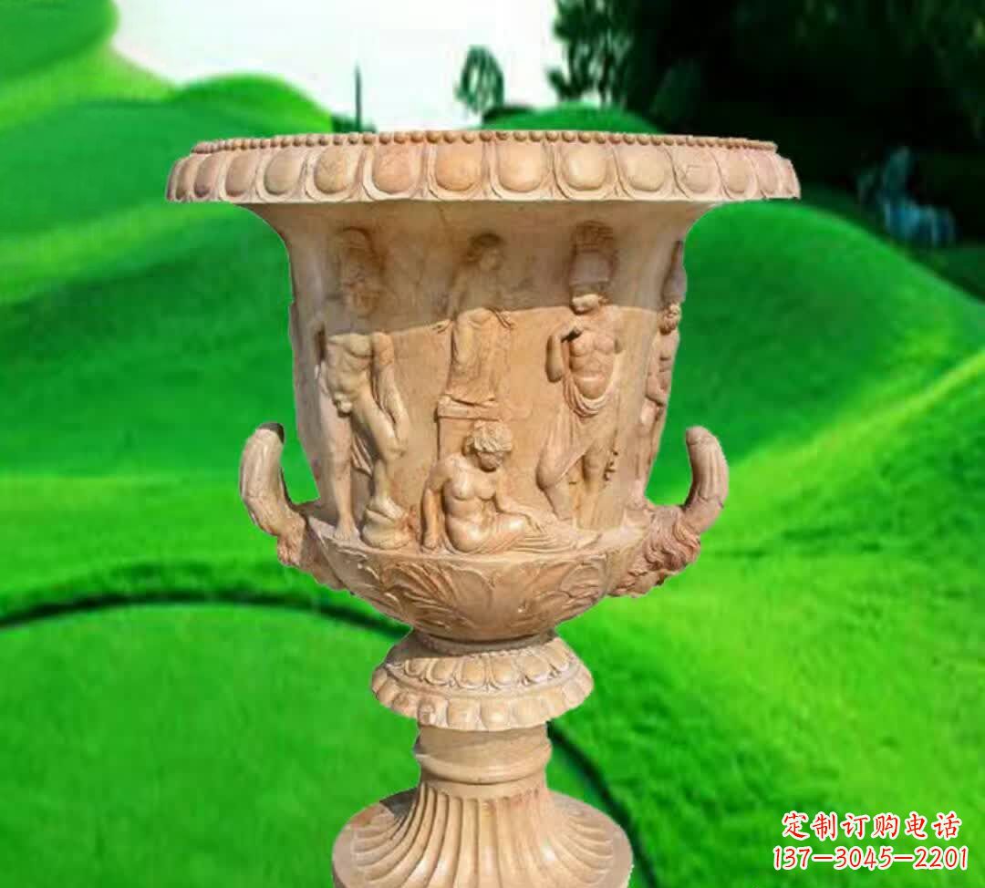 南通晚霞红欧式花盆石雕