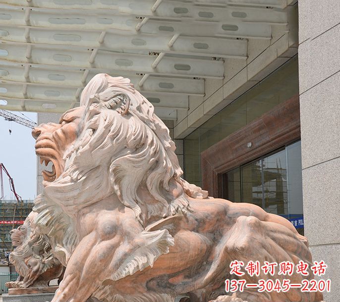 南通晚霞红欧式狮子石雕 (3)