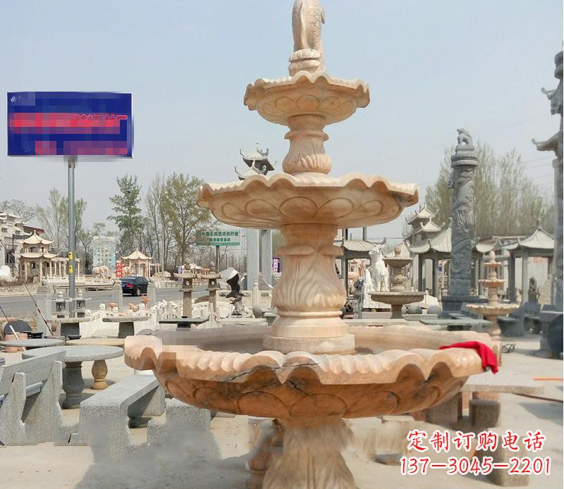 南通晚霞红喷泉喷水盆石雕