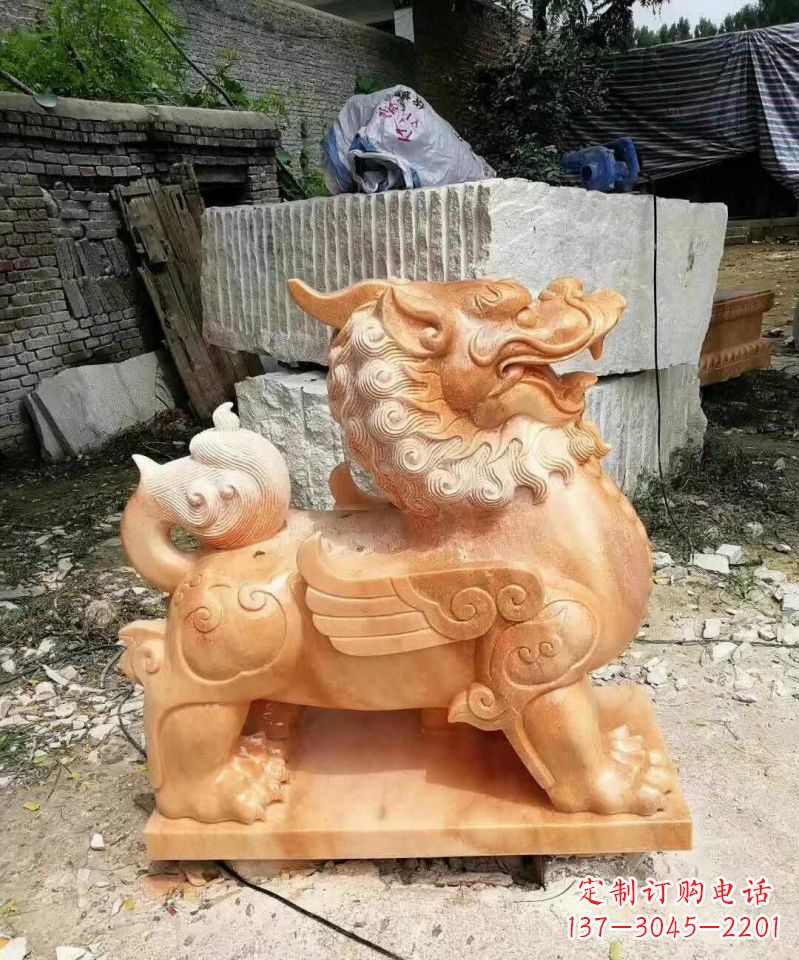 南通晚霞红貔貅雕塑1