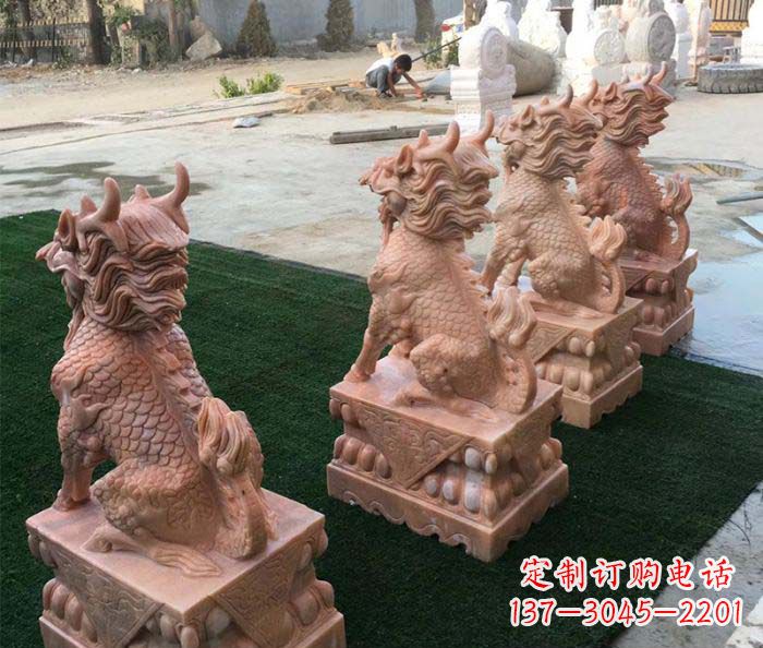 南通晚霞红麒麟招财镇宅石雕