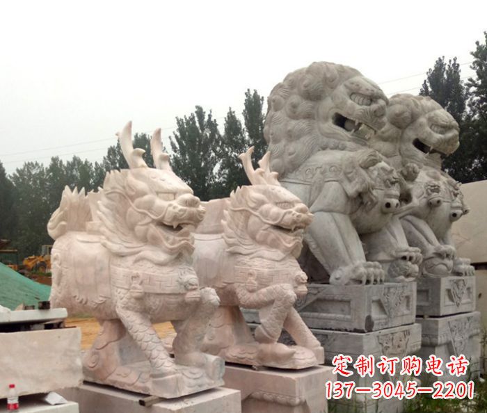 南通晚霞红瑞兽麒麟石雕