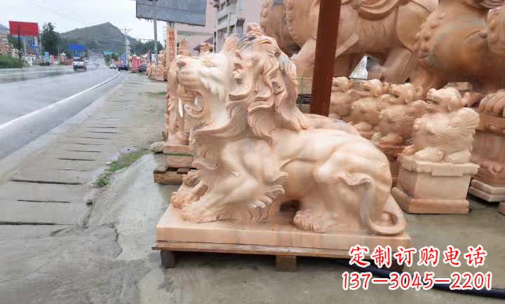 南通晚霞红狮子雕塑