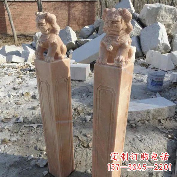南通晚霞红狮子拴马桩