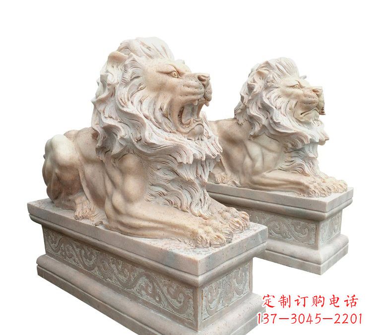 南通晚霞红石材欧式狮子