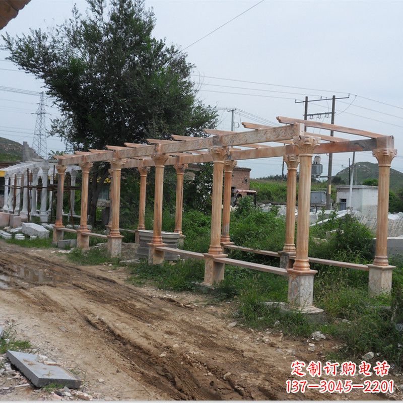 南通晚霞红石雕花架长廊