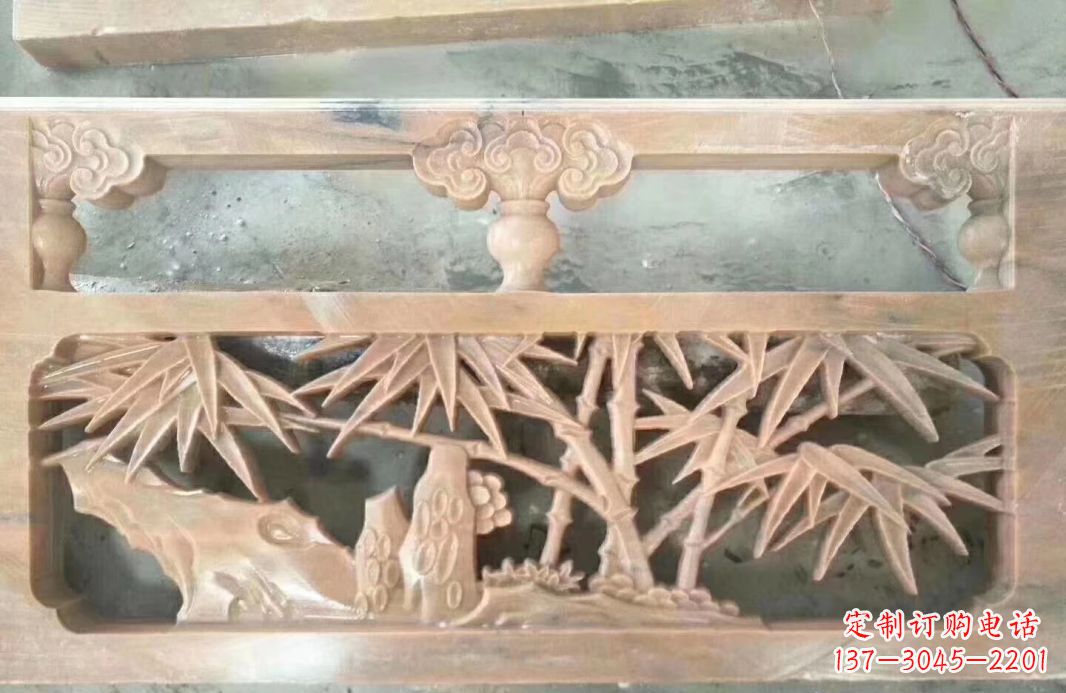 南通晚霞红石浮雕栏板户外摆件园林景观雕塑