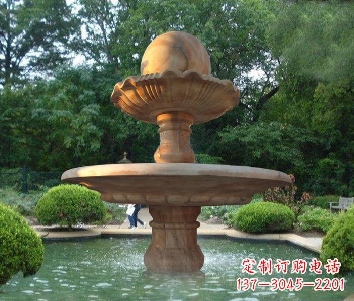 南通晚霞红双层风水球喷泉公园石雕