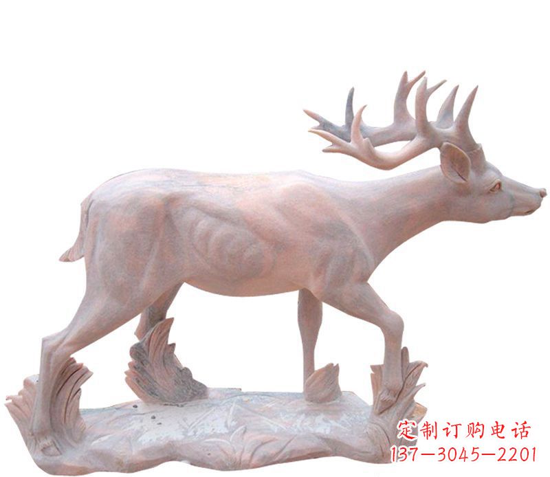 南通晚霞红小鹿石雕