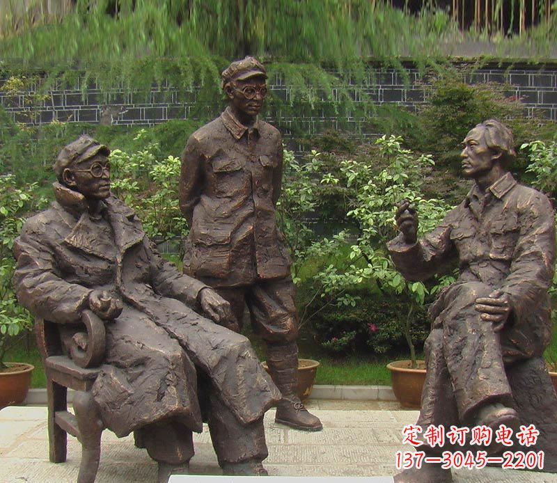 南通伟人毛泽东刘伯承铜雕
