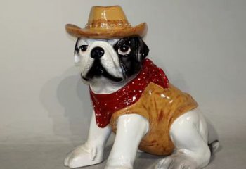 南通任性可爱的牛仔造型斗牛犬雕塑