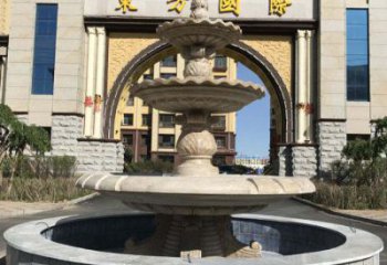 南通三层欧式喷泉石雕，为小区增添质感