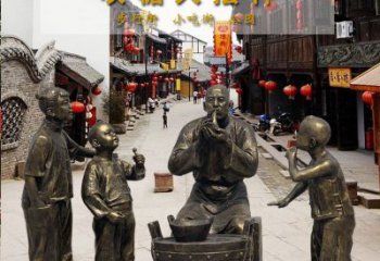 南通领雕塑：特色小品铜雕糖人