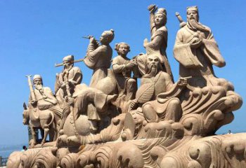 南通神话传说“八仙过海”人物群景观石雕