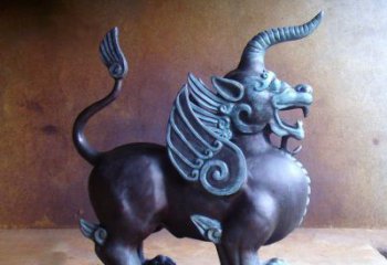 南通传承中国神兽文化的独角兽铜雕塑
