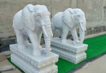 南通中领雕塑：精美大象汉白玉雕塑