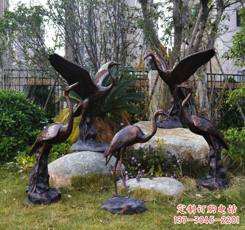 南通仙鹤铜雕塑 (2)