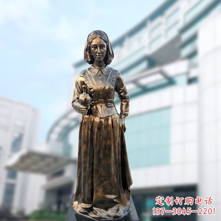 南通现代护理教育奠基人南丁格尔玻璃钢仿铜雕像