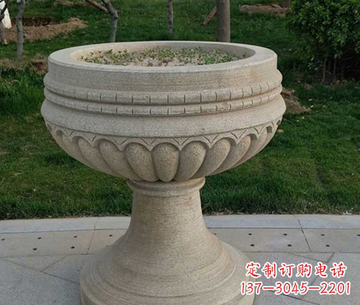 南通小区大理石花盆摆件石雕
