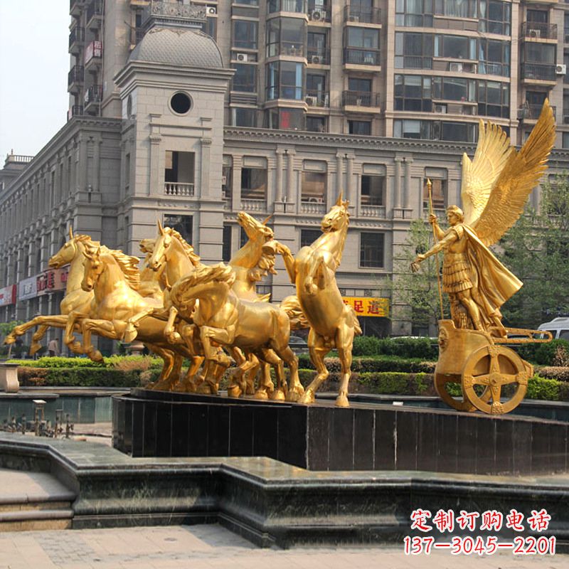 南通小区大门阿波罗战车鎏金景观铜雕