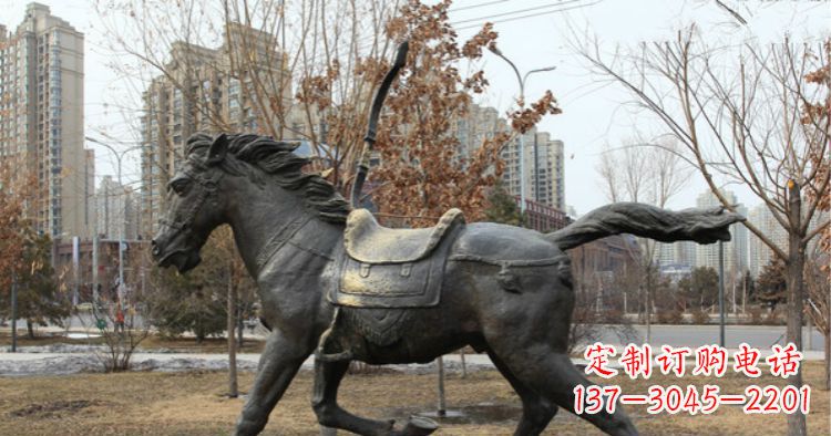 南通小区动物奔跑的马铜雕