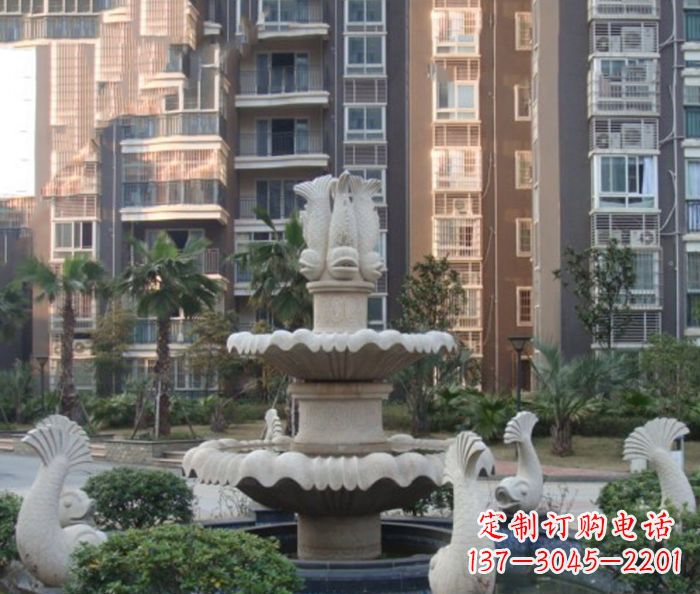 南通小区景观鲤鱼喷泉石雕