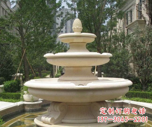 南通小区景观晚霞红多层喷泉石雕