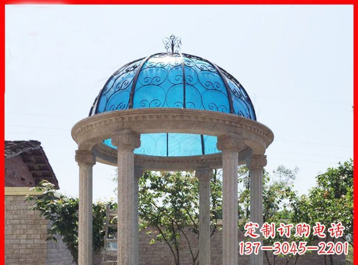 南通小区欧式圆顶凉亭石雕_2