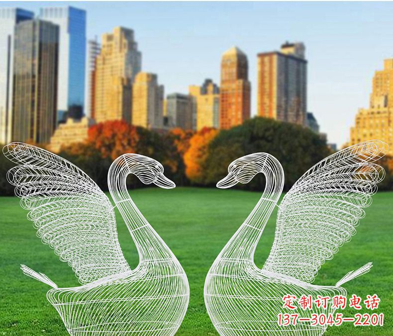 南通小区天鹅镂空不锈钢雕塑