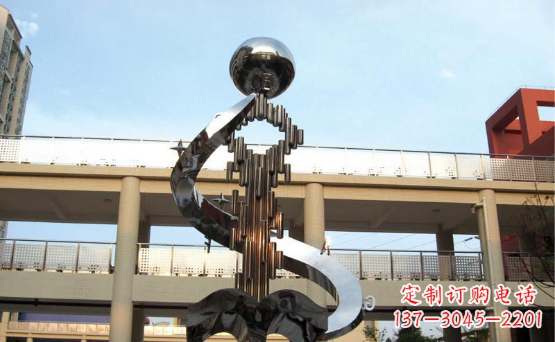 南通校园不锈钢抽象钥匙和书籍雕塑