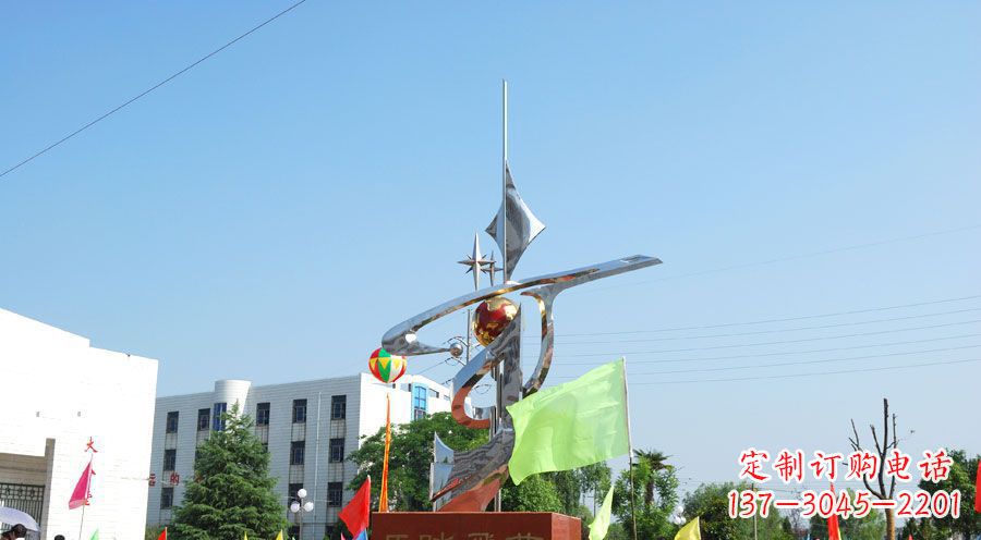 南通校园不锈钢马踏飞燕地球雕塑