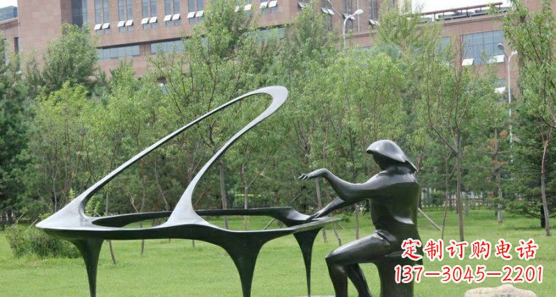 南通校园弹钢琴景观铜雕