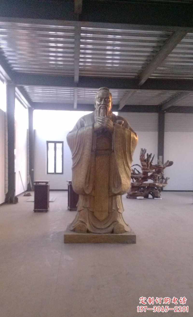 南通校园仿铜老子玻璃钢名人雕塑