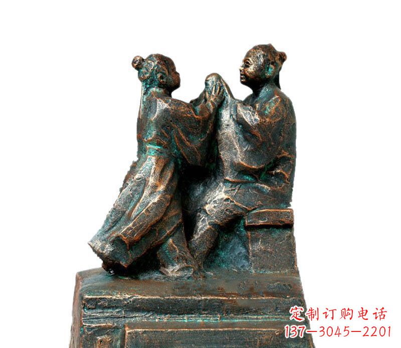 南通校园古代孔融让梨人物铜雕