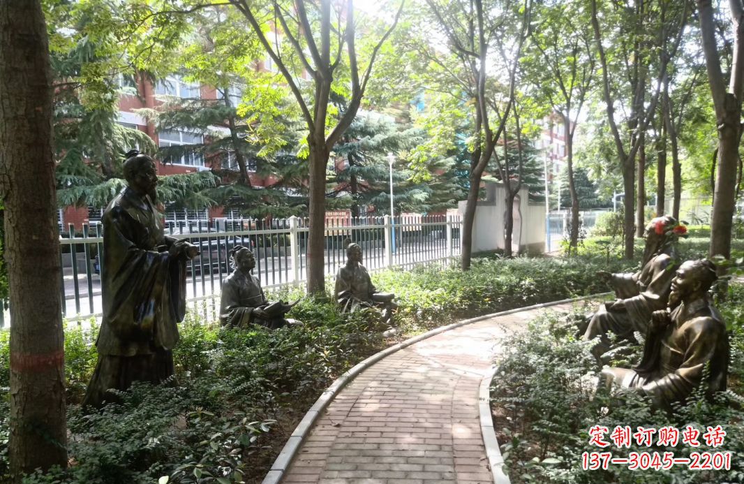 南通校园古代名人孔子讲学铜雕