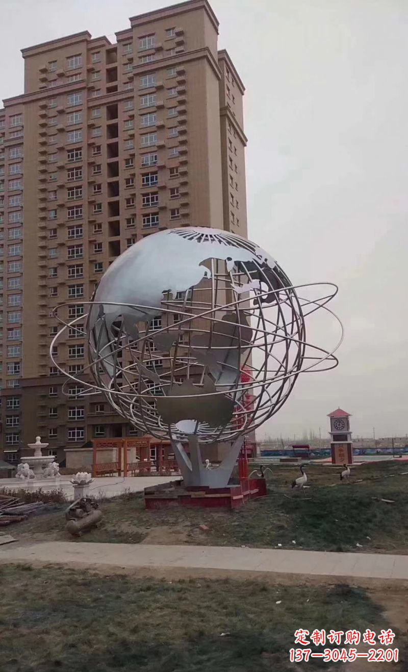 南通校园镂空不锈钢地球仪雕塑