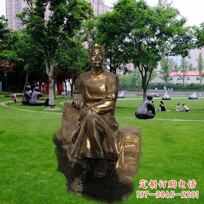 南通校园名人鲁迅先生玻璃钢仿铜雕像