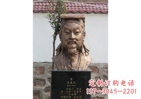 南通校园名人王羲之头像铜雕