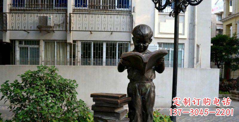南通校园念书的小男孩景观铜雕