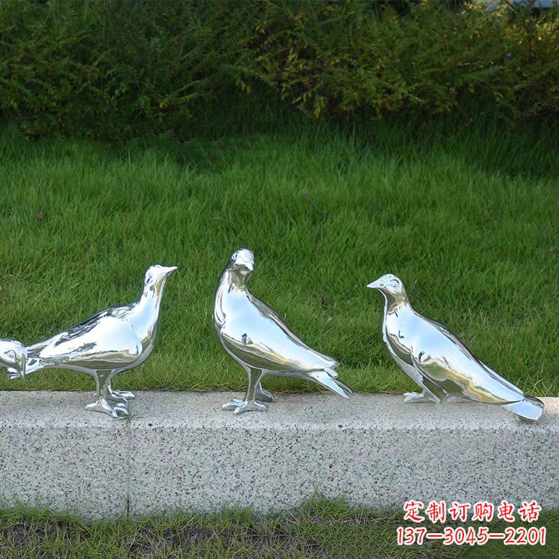 南通银白色不锈钢电镀鸽子雕塑摆件