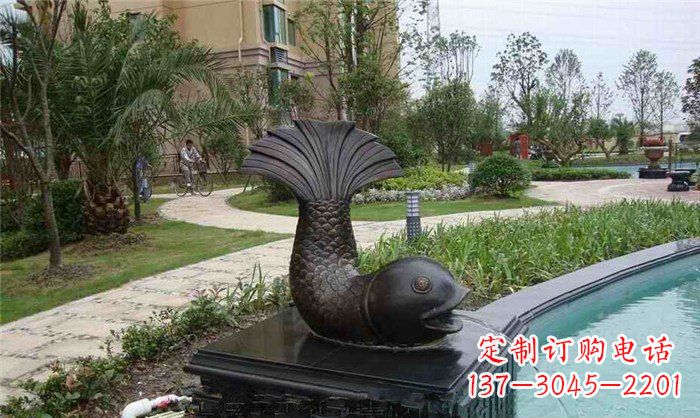 南通鱼式喷泉小区景观铜雕