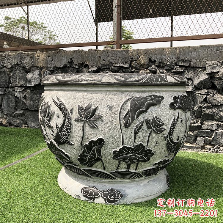 南通鱼纹水缸石雕