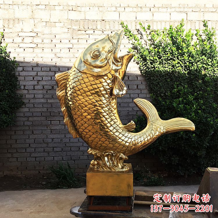 南通鱼跃景观铜雕-纯铜铸造企业商场动物雕塑摆件