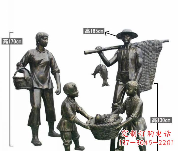 南通渔夫捕鱼民俗铜雕 (3)