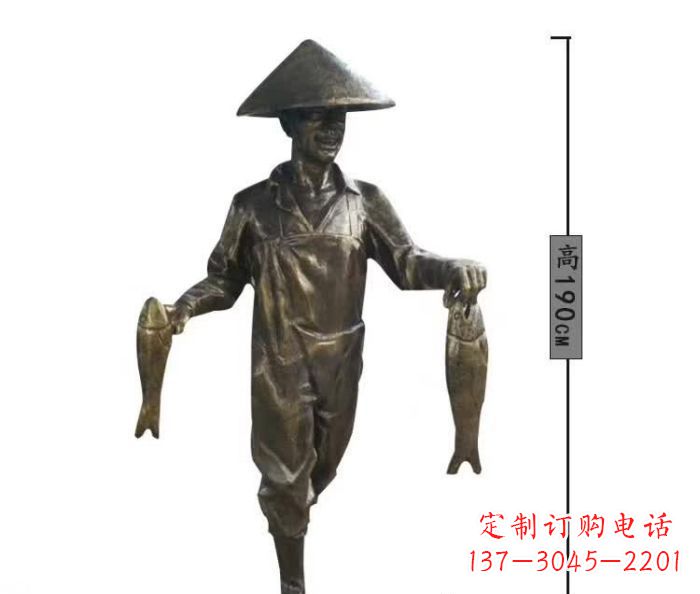 南通渔夫捕鱼民俗铜雕 (2)